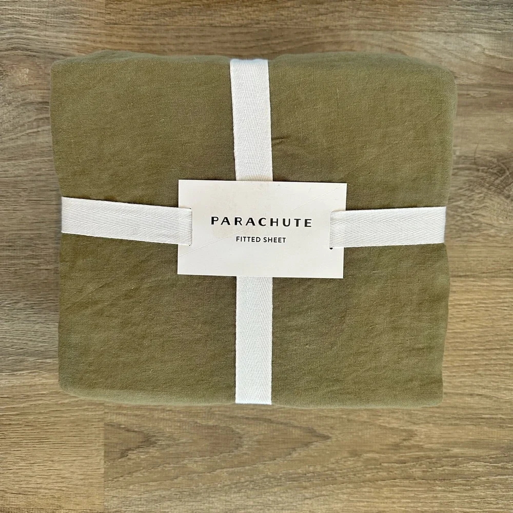 NWT Parachute Home - Linen Fitted Sheet - Size Cal King - Surplus Green Color - Picture 6 of 7